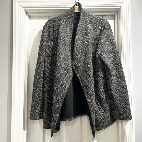 Banana Republic Women’s Black & Gray Marled Waterfall Cardigan/Jacket Size L - Picture 2 of 8